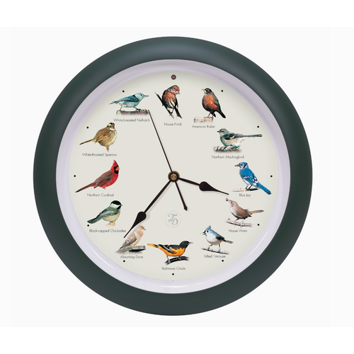  Mark Feldstein Singing Bird Clock 13" Green 