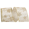 Reliant Ribbon Golden Snowflakes Metallic Stripe 2.5" Ribbon
