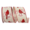 Reliant Ribbon Cardinal Snow Linen Wired Edge 2.5" Ribbon