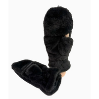 Faux Fur 2-in-1 Fingerless Mittens Black