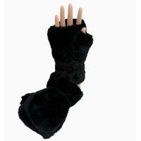 Faux Fur 2-in-1 Fingerless Mittens Black