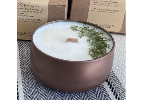  Bare Natural Soap Co Maine White Pine Tin Candle with Wooden Wick 