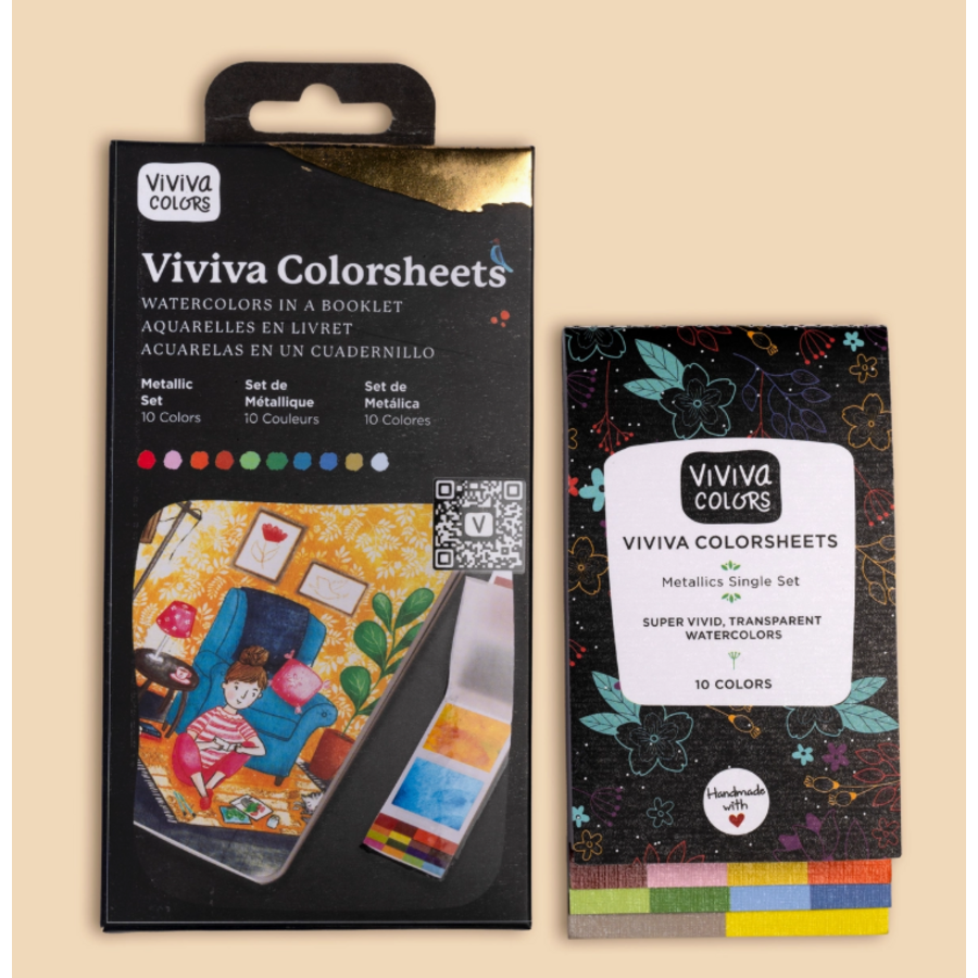 Metallics Colorsheets- 10 Handmade Watercolors