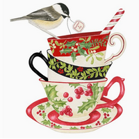 Flour Sack Towel Holiday Teacups