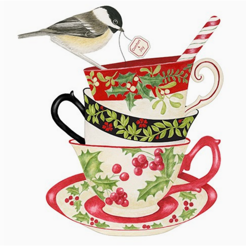  Alice's Cottage Flour Sack Towel Holiday Teacups 