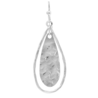 Silver Hammered Double Teardrop Earrings