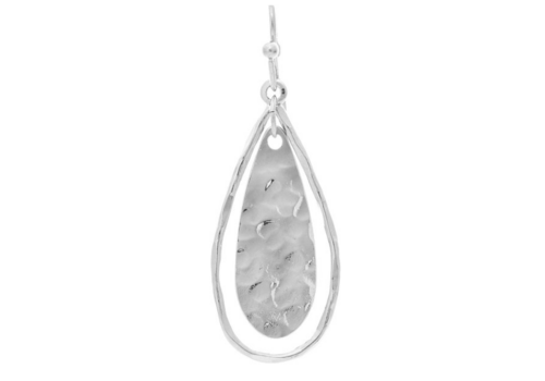  Rain Jewelry Collection Silver Hammered Double Teardrop Earrings 
