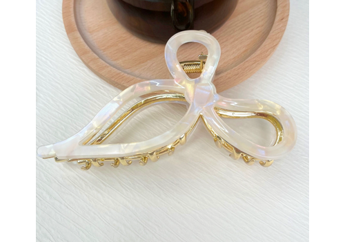  TheDivaSoap White Bow Gold Metal Claw Clip 