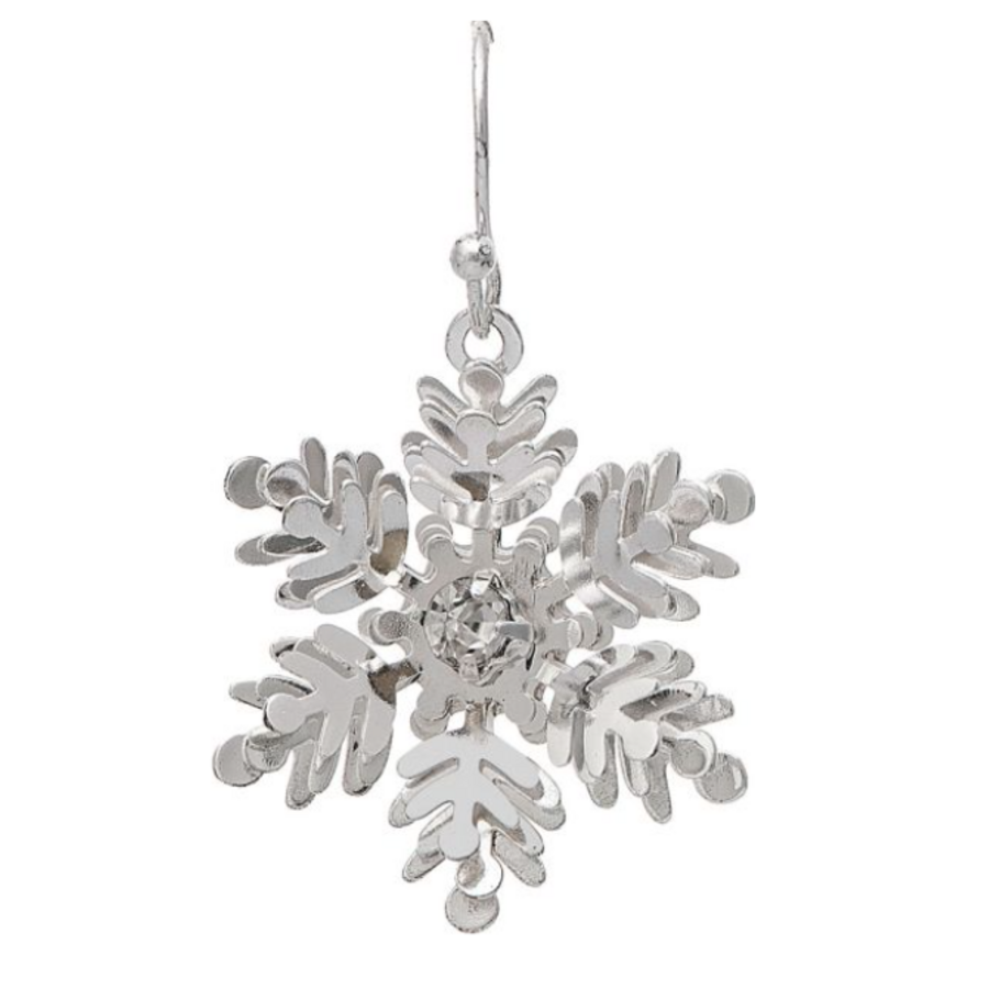 Crystal Center Snowflake Earrings