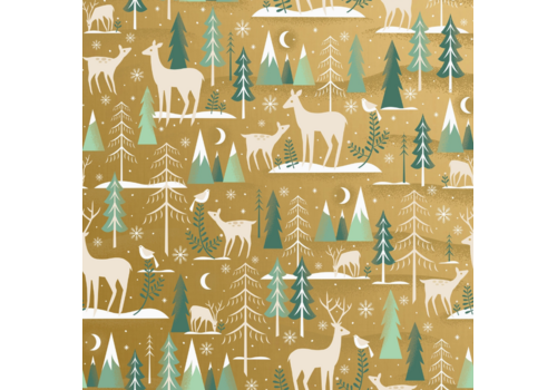  Jillson & Roberts Winter Serenity Gold Gift Wrap Roll 