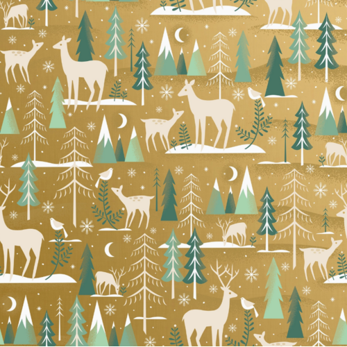  Jillson & Roberts Winter Serenity Gold Gift Wrap Roll 