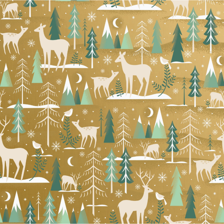 Winter Serenity Gold Gift Wrap Roll