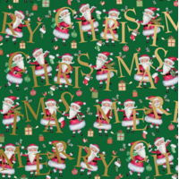 Santa Merry Christmas Green Gift Wrap Roll