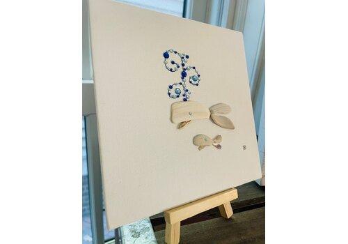  Pebbles and Paint 6x6 inch Whales - Mother and Child w/ easel 