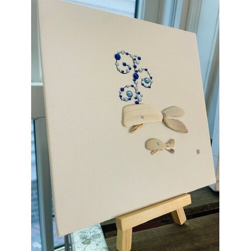  Pebbles and Paint 6x6 inch Whales - Mother and Child w/ easel 