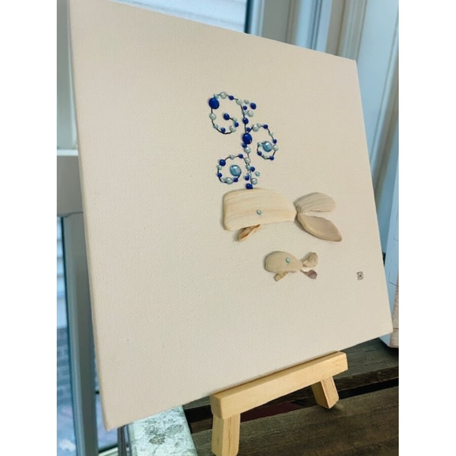 Pebbles and Paint 6x6 inch Whales - Mother and Child w/ easel