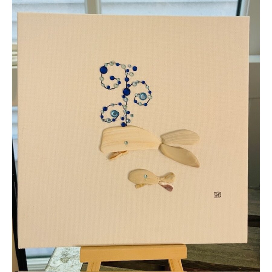 Pebbles and Paint 6x6 inch Whales - Mother and Child w/ easel