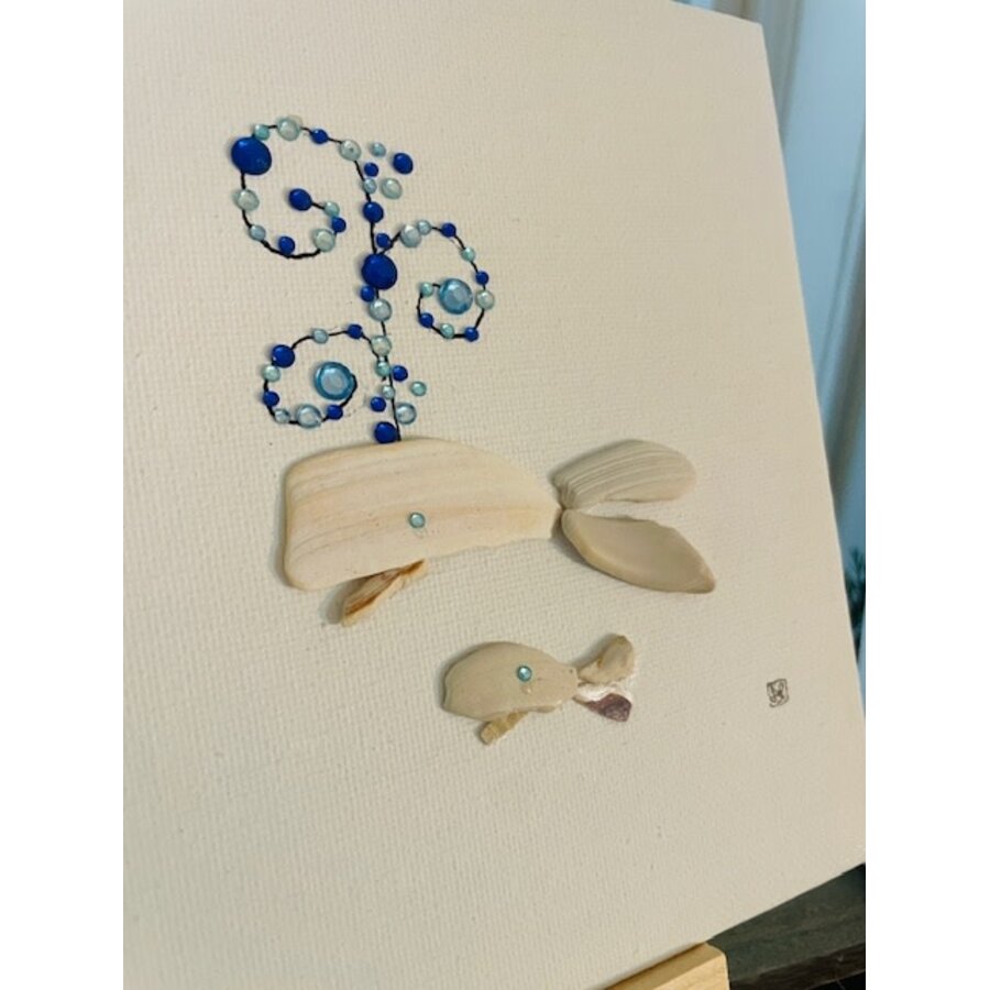 Pebbles and Paint 6x6 inch Whales - Mother and Child w/ easel