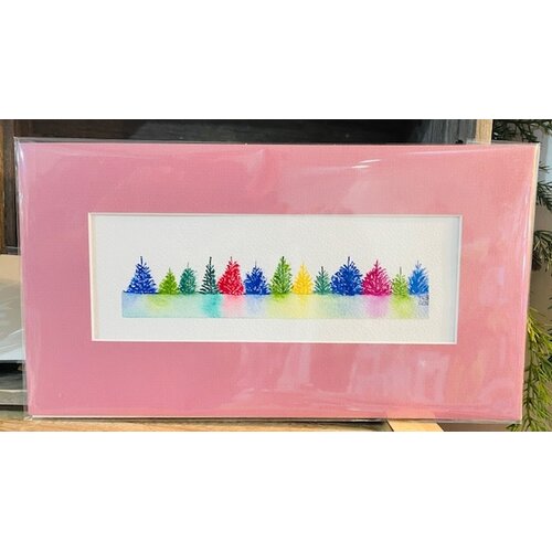  Pebbles and Paint 11x6 inch Whimsical Trees in Rose colored Matte 