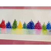 Pebbles and Paint 11x6 inch Whimsical Trees in Rose colored Matte