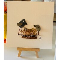 Pebbles and Paint 6x6 inch Birds in a Nest with easel