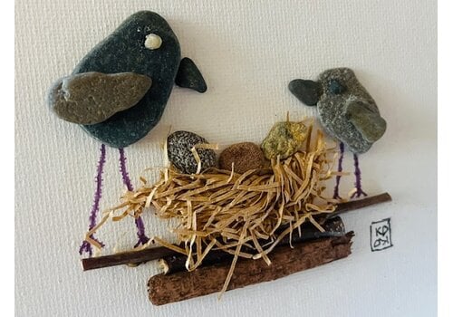  Pebbles and Paint 6x6 inch Birds in a Nest with easel 