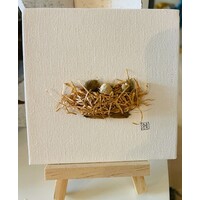 Pebbles and Paint 4x4 inch Nest and Eggs with easel