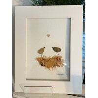 Pebbles and Paint 7X9 inch framed Lovebirds with heart