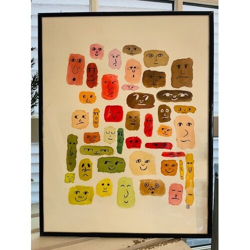 Pebbles and Paint 10x13 inch Framed Faces 