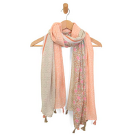 Blocked Floral Vines Scarf