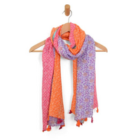 Blocked Floral Vines Scarf