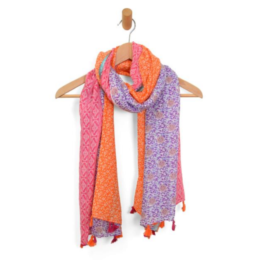 Blocked Floral Vines Scarf