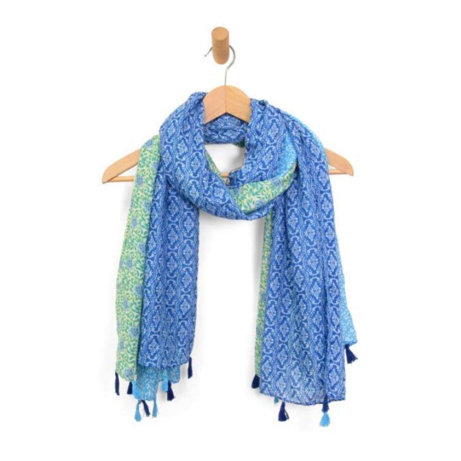Blocked Floral Vines Scarf