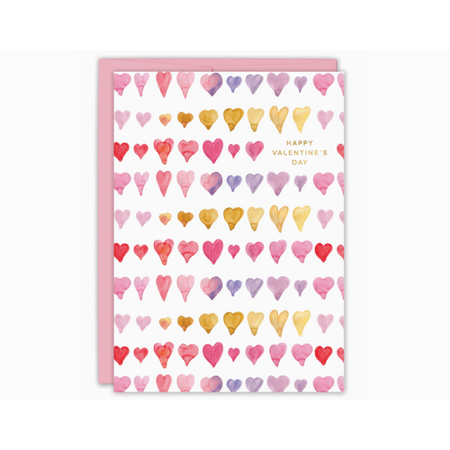  Biely & Shoaf Watercolor Hearts Valentine's Card 