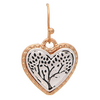 Rain Jewelry Collection Two Toned Engraved Tree Heart Earrings