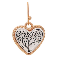 Two Toned Engraved Tree Heart Earrings