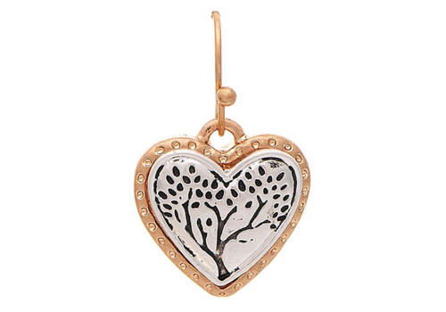  Rain Jewelry Collection Two Toned Engraved Tree Heart Earrings 