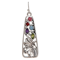 Silver Multi Crystals Filigree Earrings