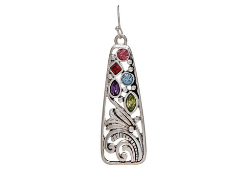  Rain Jewelry Collection Silver Multi Crystals Filigree Earrings 