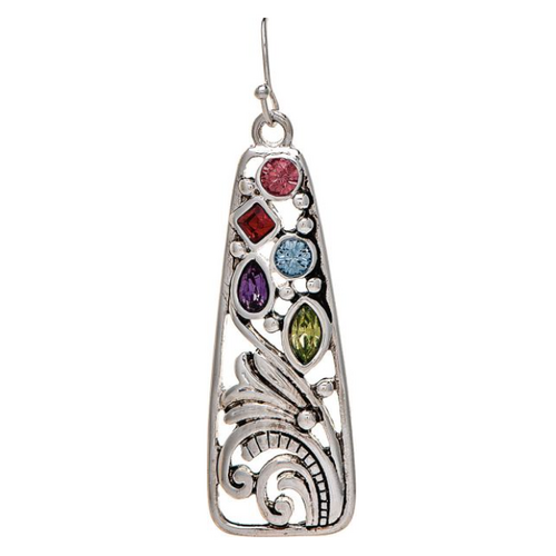  Rain Jewelry Collection Silver Multi Crystals Filigree Earrings 