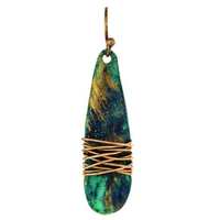 Patina Wire Wrapped Long Drop Earrings
