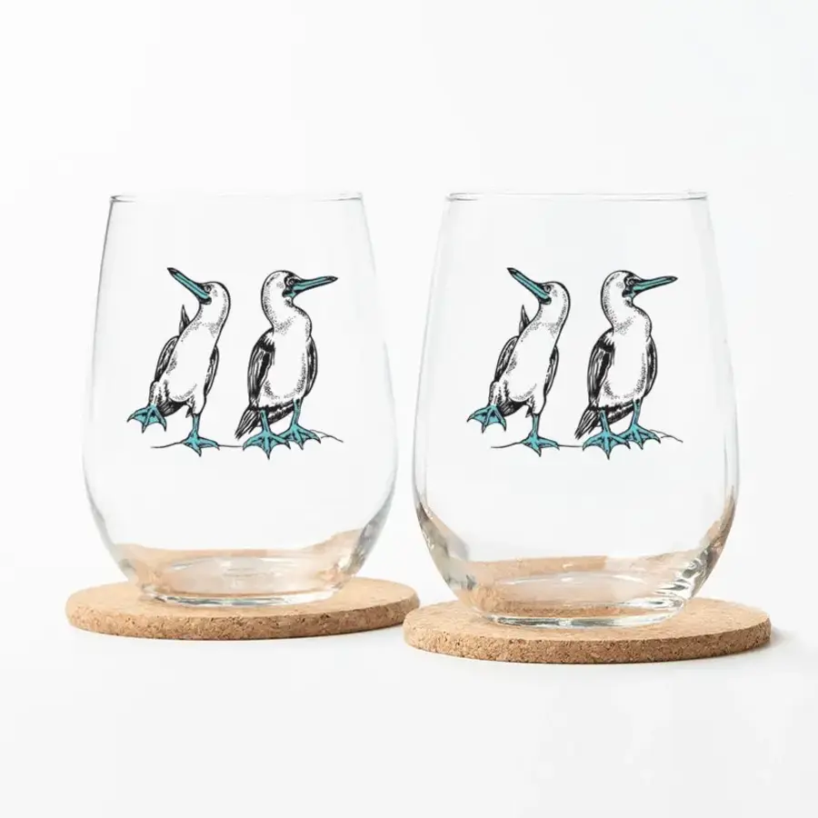 Blue Footed Boobies Stemless Wine Glass