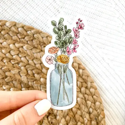  Elyse Breanne Design Vase with Bouquet Sticker 