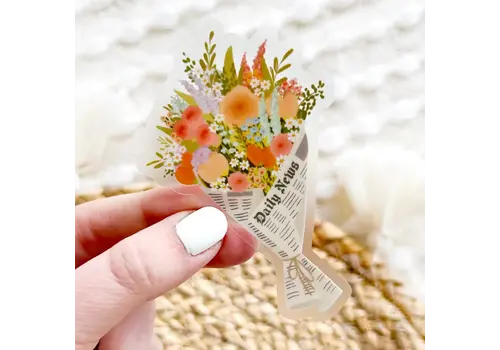  Elyse Breanne Design Clear Bouquet in Newspaper Sticker 