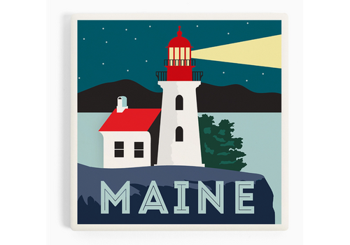  Lantern Press Maine Lighthouse Coaster Vector Style 