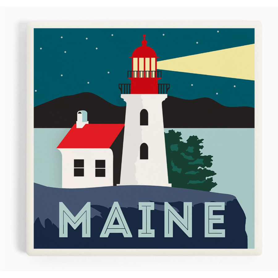 Maine Lighthouse Coaster Vector Style
