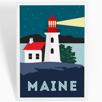 Maine Lighthouse Magnet Vector Style