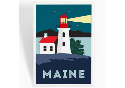  Lantern Press Maine Lighthouse Magnet Vector Style 