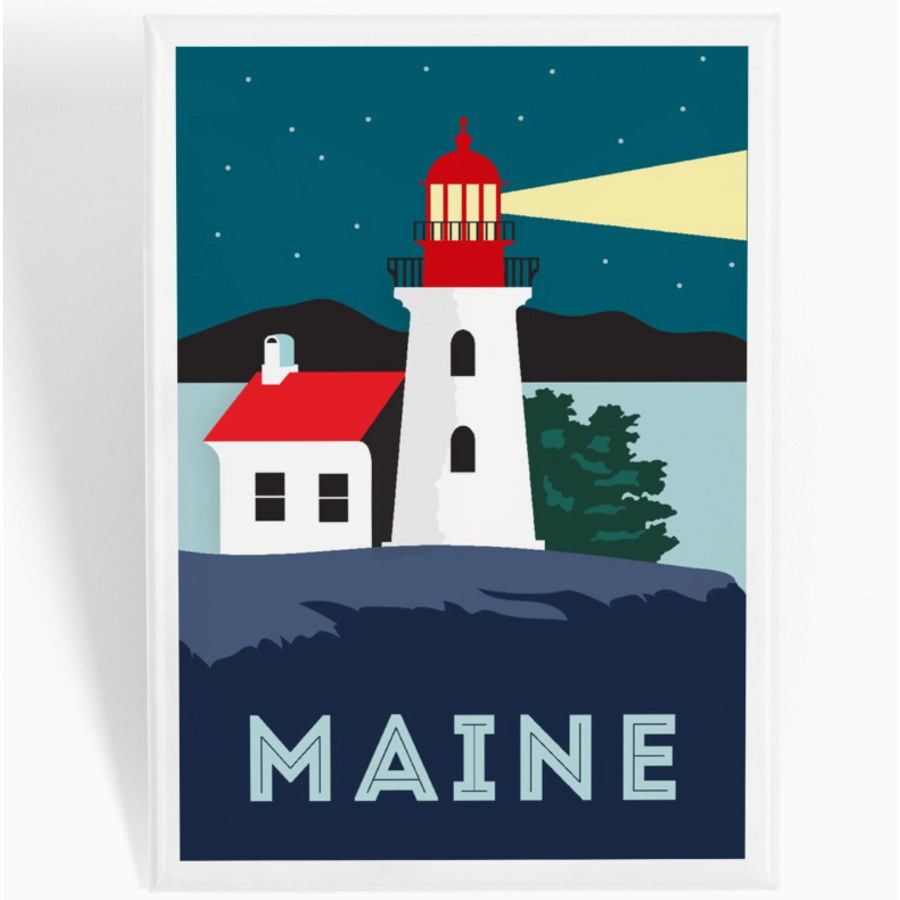 Maine Lighthouse Magnet Vector Style