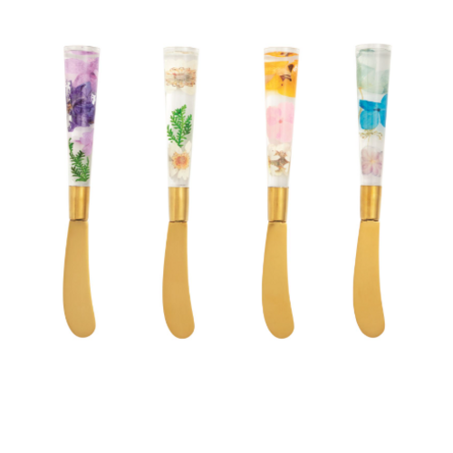  Mud Pie Spreader with Pressed Flower Handle 